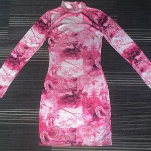 Long sleeve pink dragon dress